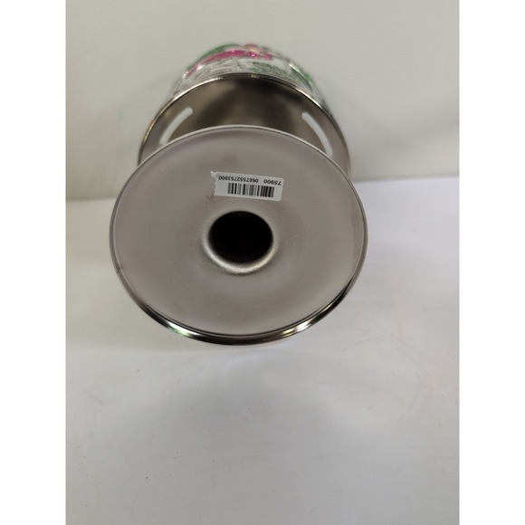 Bath & Body Works Pink Flamingos Palm Trees Pedestal 3-Wick Candle Holder Silver - Picture 6 of 6